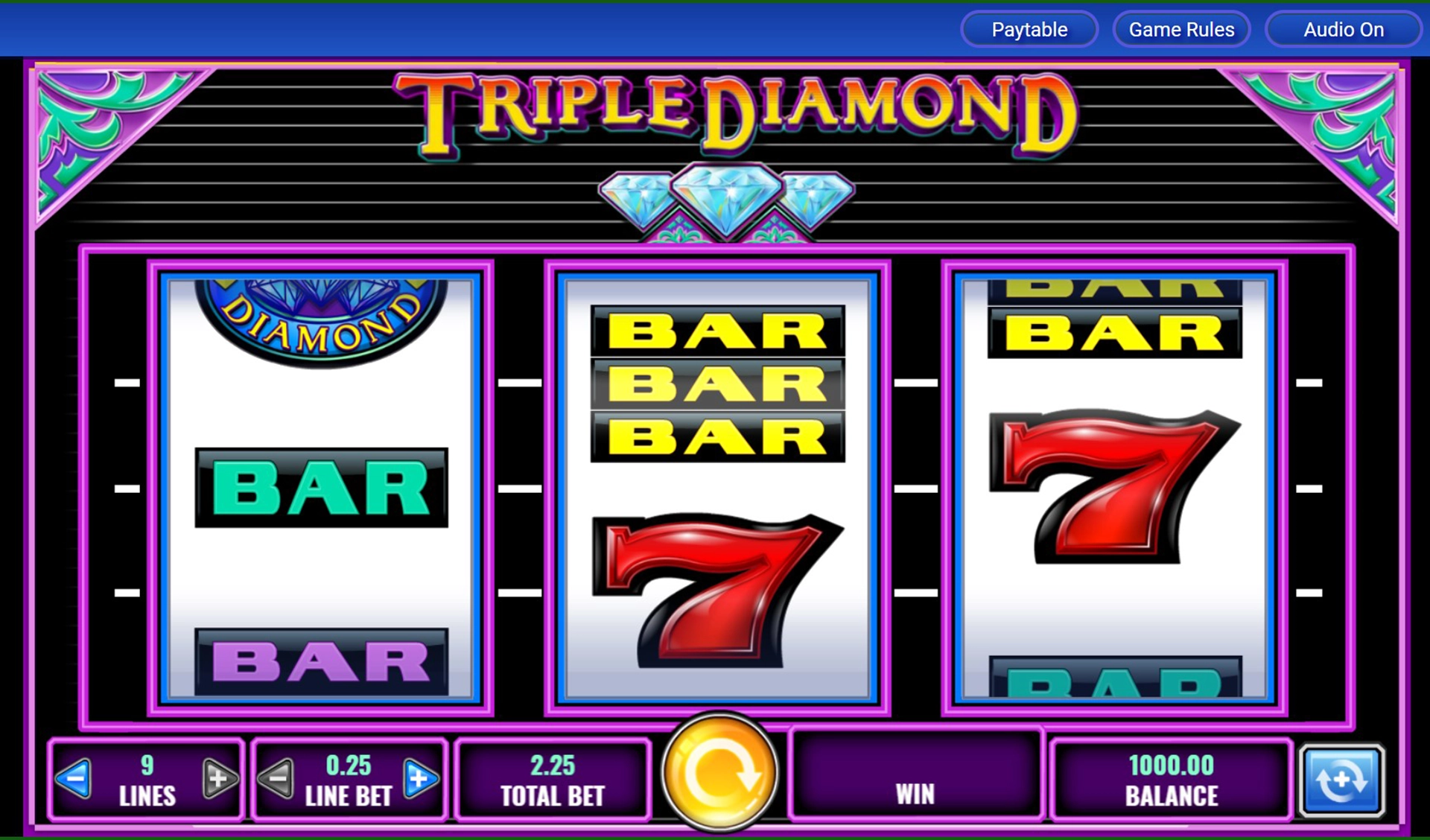 Screenshot of the Triple Double Diamond Slot